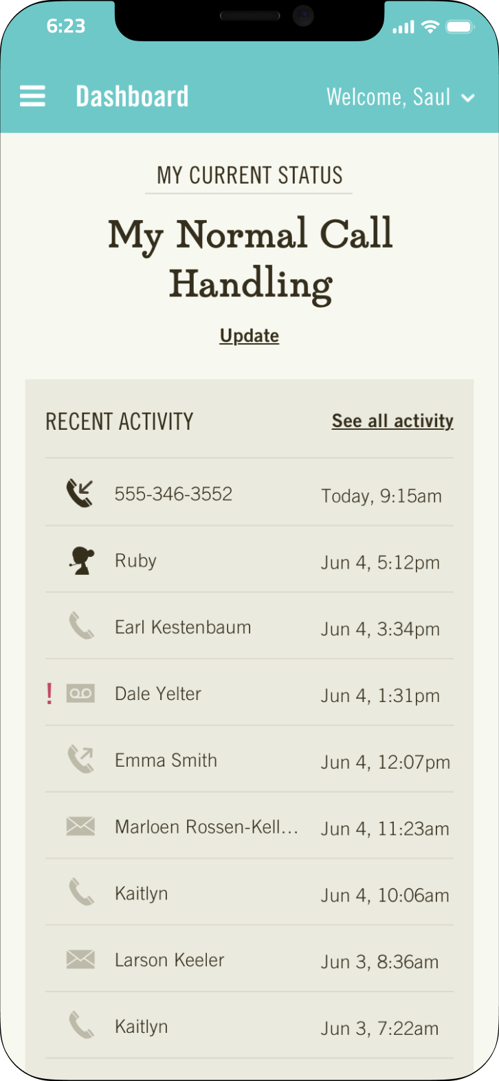 Ruby — Receptionists Operating System, mobile current status