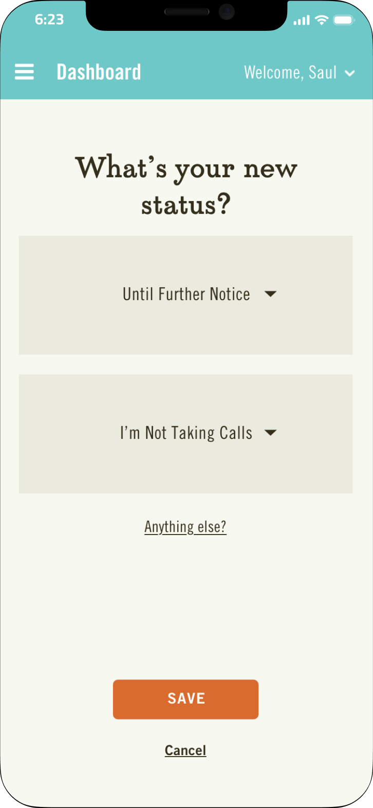 Ruby — Receptionists Operating System, mobile status update